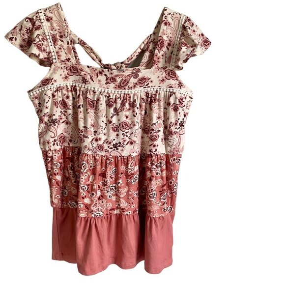 Absolutely Famous Cold Shoulder Top Tie in Back Women's Size Medium NEW - Picture 1 of 9